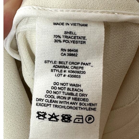 NWT Theory Belt Crop Pant Cream White Admiral Crepe Wide Leg Dress Pants Size 16 - Picture 12 of 12